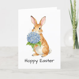 Hoppy Påsk Watercolor Hydrangea Bunny Tack Kort
