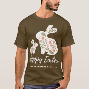 Hoppy Påskhare Blommigt Boho Hopping Rabbit Past T Shirt