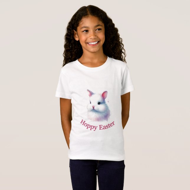 Hoppy Påskhare | Cute Pastel Rosa Kids T-shirt (Hel framsida)