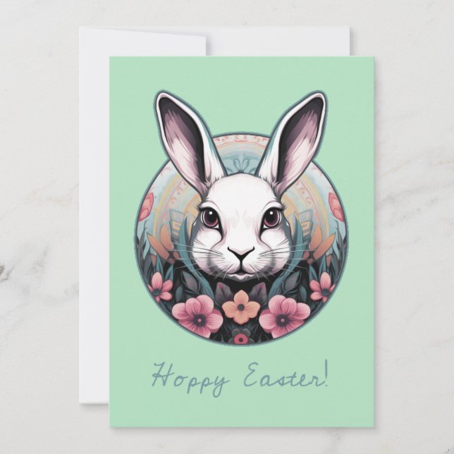 Hoppy Påskhare Helgdag Card Julkort (Framsida)