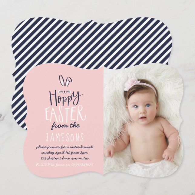 HOPPY PÅSKHARE INBJUDNINGAR (Fram/baksida)