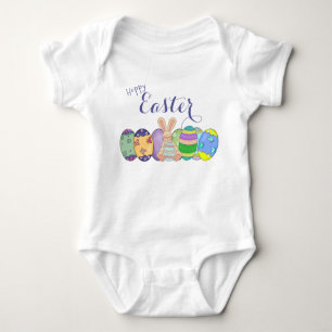 Hoppy Påskhare och Färgad Eggs Baby Bodykostym T Shirt