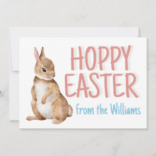 Hoppy Påskhare Rabbit Personlig Cute Rosa Julkort