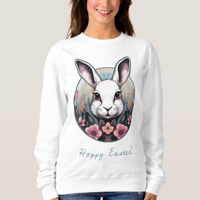 Hoppy Påskhare Sweatshirt T Shirt (Framsida)