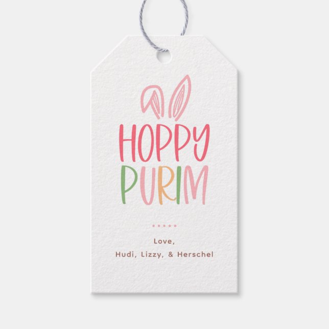 Hoppy Purim Bunny Ears Presentetikett (Framsidan)