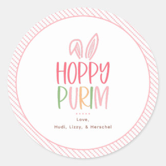 Hoppy Purim Bunny Ears Runt Klistermärke