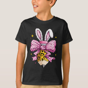 Hoppy Teacher Cute Coquette Bow Bunny Påsk Dag K T Shirt
