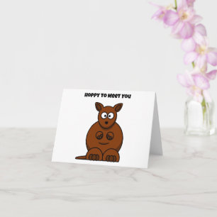 Hoppy to Meet You Kangaroo Funny Tecknad Kort