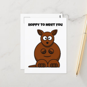 Hoppy to Meet You Kangaroo Funny Tecknad Vykort