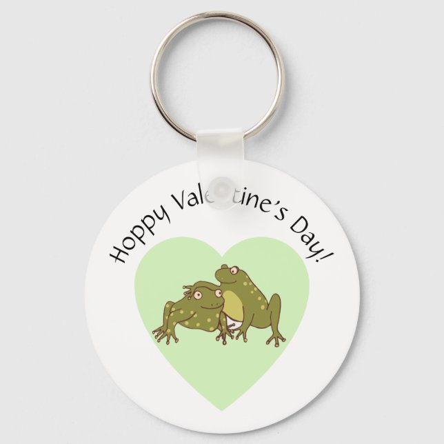 Hoppy Valentines day Funny Cute Frogs i Kärlek Nyckelring (Framsida)