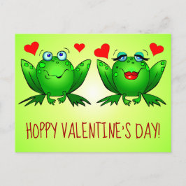 Hoppy Valentines day Roligt Cute Tecknad Frogs Hea Vykort