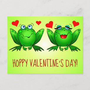 Hoppy Valentines day Roligt Cute Tecknad Frogs Hea Vykort
