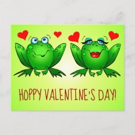 Hoppy Valentines day Roligt Cute Tecknad Frogs Hea Vykort