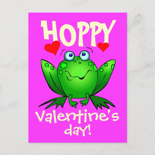 Hoppy Valentines day Tecknad Frog Postcard Helg Vykort (Framsida)