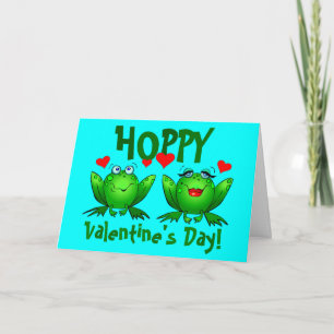 Hoppy Valentiness Cute Lycklig Frogs Blank Cards Helgkort
