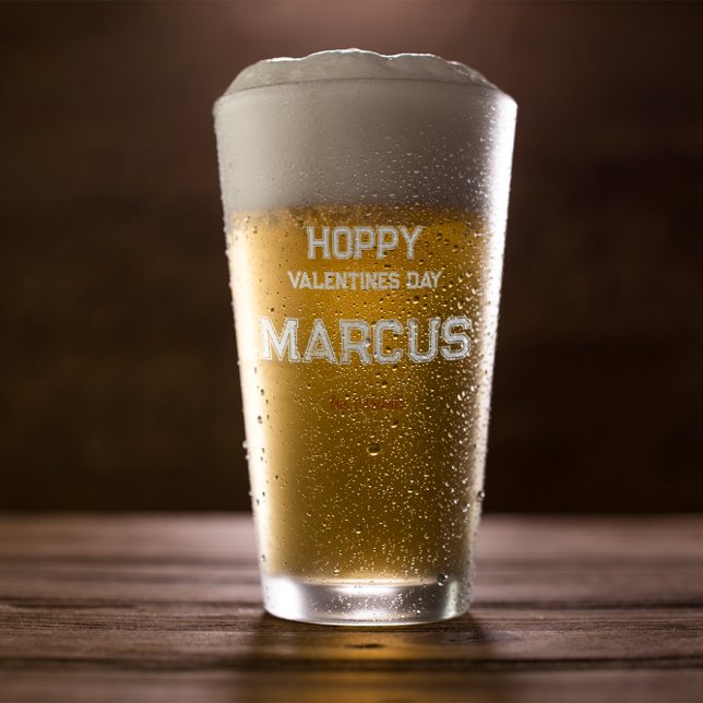 Hoppy Valentiness | Monogram för honom Glaskopp (Skapare uppladdad)
