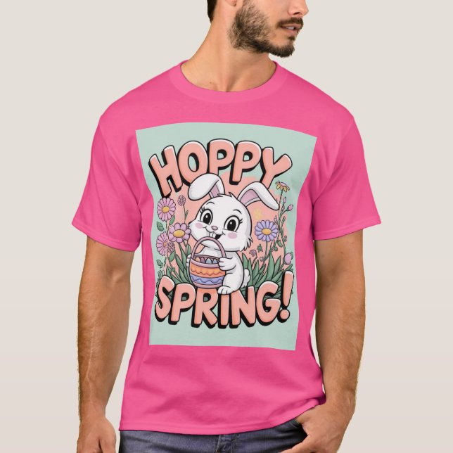Hoppy Vår Bunny T-Shirt - Adsible Påsk Flora (Framsida)