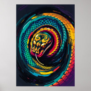 Hoprullad orm Spiralformad konst Poster