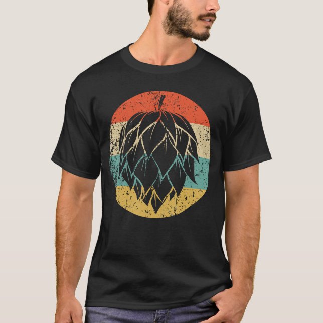 Hops Retro Style Hantverksöl T Shirt (Framsida)