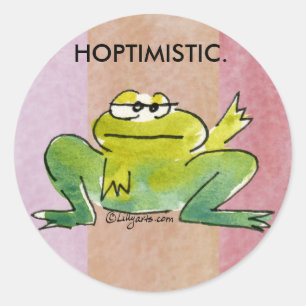 Hoptimistisk Frog Stickers-1 Runt Klistermärke