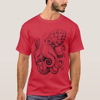 Hoptopushe Beer Drinking Octopus T Shirt