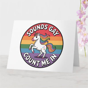 Hör gay Räknas Med Unicorn Regnbågsflagga HBT Kort
