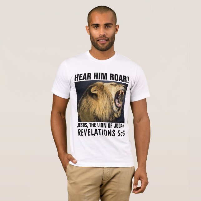 HÖR HONOM ROAR! JESUS, LEJONA JUDAH T-Shirts (Hel framsida)