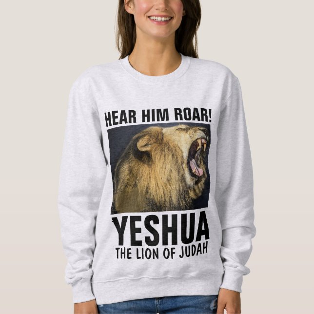HÖR HONOM ROAR! YESHUA, LEJON FÖR JUDAH T-Shirts (Framsida)