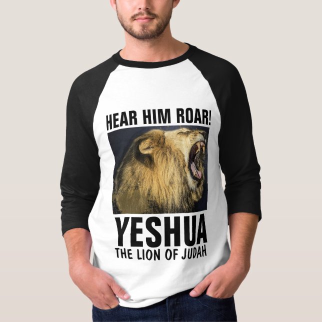 HÖR HONOM VRÅLA! YESHUA som ÄR LEJON AV T Shirt (Framsida)