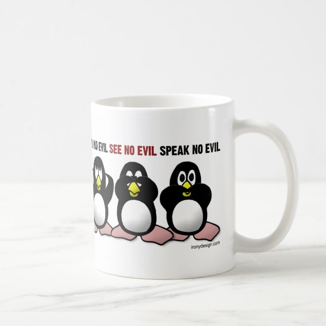 Hör inga onda pingvin kaffemugg (Höger)