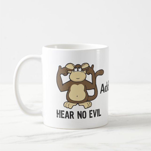 Hör inga ondskaapor - personifiera kaffemugg (Vänster)