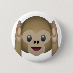 Hör ingen ond apa Emoji Knapp