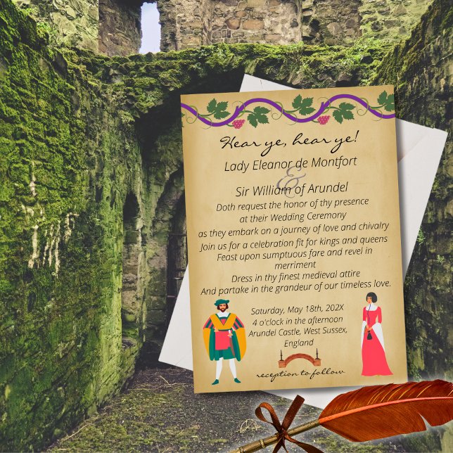 HÖR JA! Medieval Faux Parchment Bröllop Inbjudningar (Skapare uppladdad)