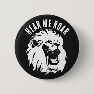 Hör mig Roar Lejonare Ansikte Knapp
