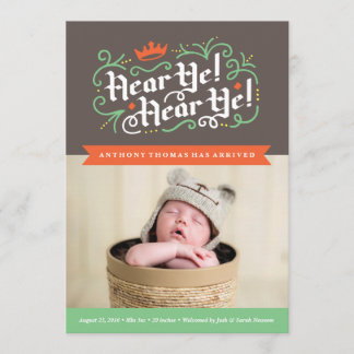 Hör på! Hör på! Födelsemeddelande i träkol Meddelande