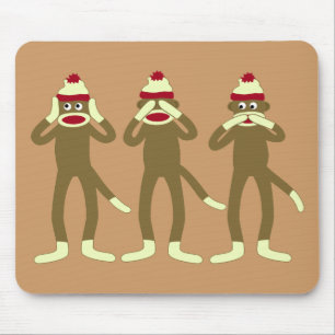 Hör, se, tala inga onda sock monkey musmatta