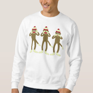 Hör, se, tala inga onda sock monkey sweatshirt