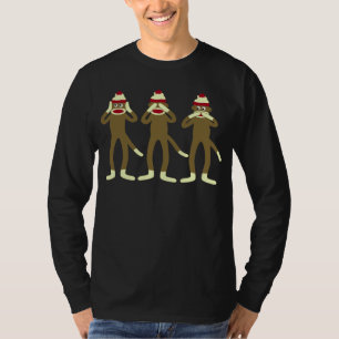 Hör, se, tala inga onda sock monkey tee shirt