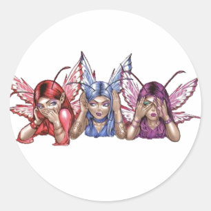 Hör, tala, se ingen ondska runt klistermärke