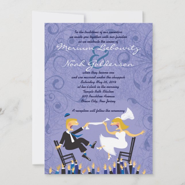 Hora Ordförande Dance Jewish Wedding bjudande Inbjudningar (Framsida)