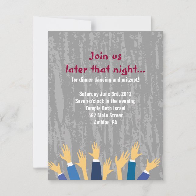 Hora Ordförande Dance Pub Bat mitzvah Party Card Inbjudningar (Framsida)