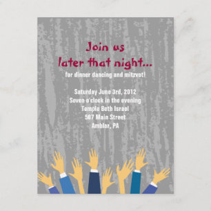 Hora Ordförande Dance Pub Bat mitzvah Party Card Inbjudningar