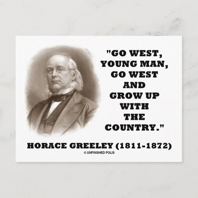 Horace Greeley Go Väster Young Man Go Väster Vykort (Framsida)
