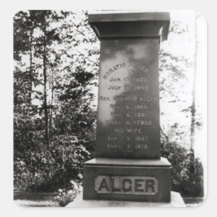 Horatio Algers grav i Natick, Massachusetts Fyrkantigt Klistermärke