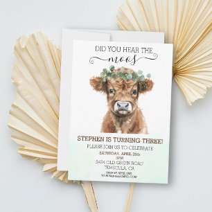 Hörde du mosskyrkogarden Highland Cow Födelsedagsi Inbjudningar