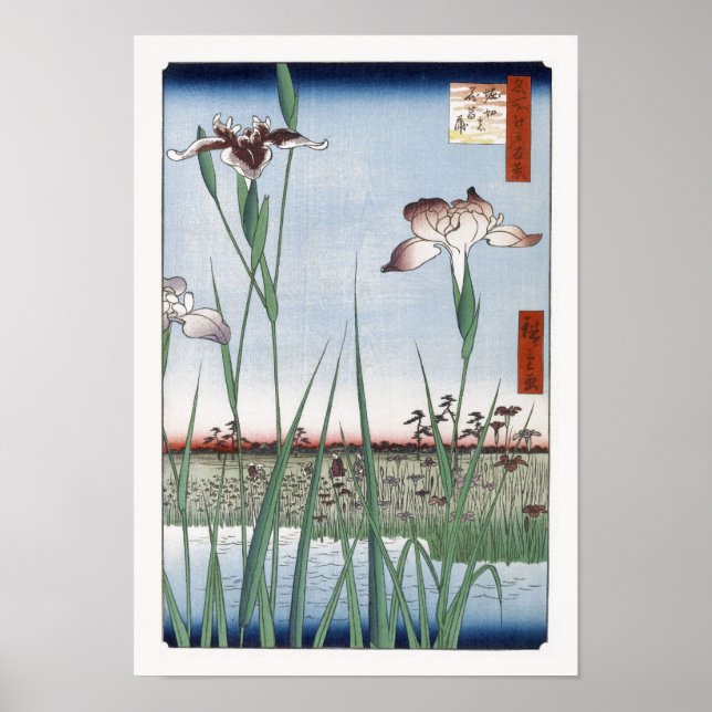 Horikiri Iris Garden Hiroshige Japansk finkonst Poster (Framsidan)