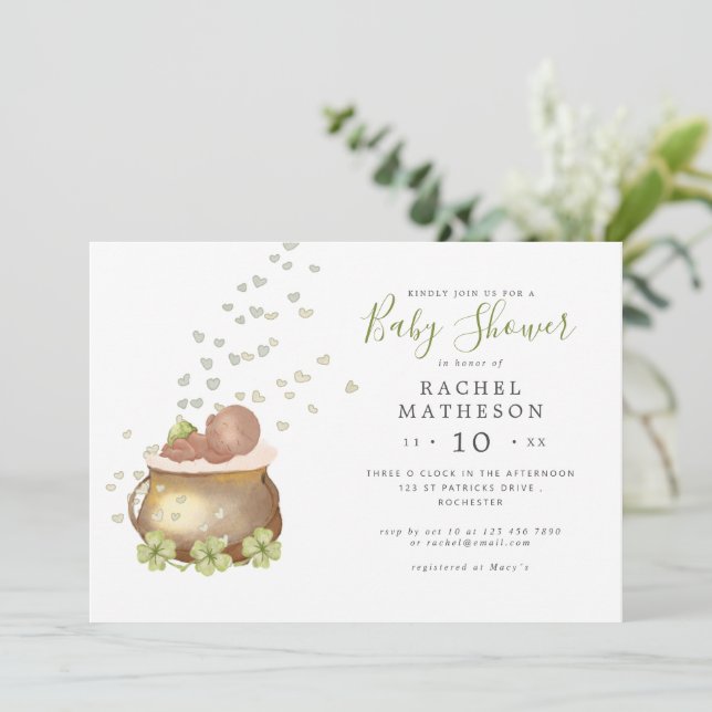 horison st patricks day inbjudan till babydusch (Stående Fram)