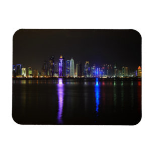 Horisont av Doha, Qatar på den rektangulära Magnet