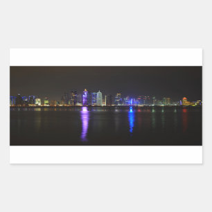 Horisont av Doha, Qatar på Rektangulärt Klistermärke