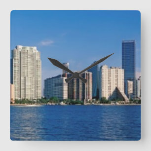 Horisont av Miami, Florida Fyrkantig Klocka